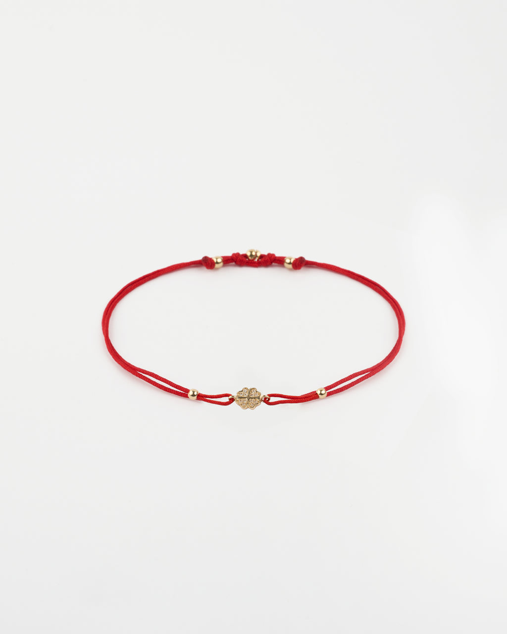 Zlatý šnúrkový náramok Red Clover, 14K zlato