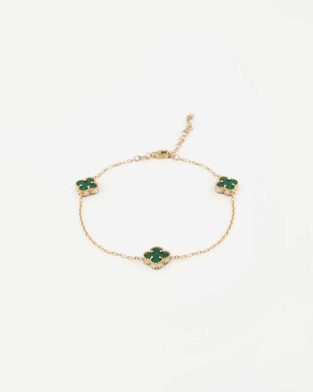 Náramok Aurora Clover zelený 3ks malý štvorlístok , 14K zlato
