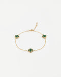 Náramok Aurora Clover zelený 3ks malý štvorlístok , 14K zlato