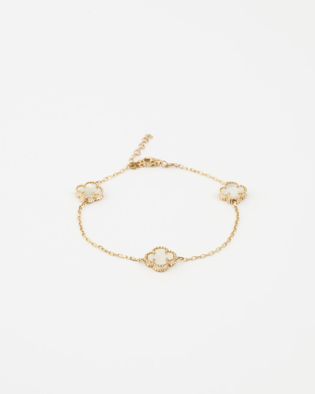 Náramok Aurora Clover biely 3ks malý štvorlístok , 14K zlato