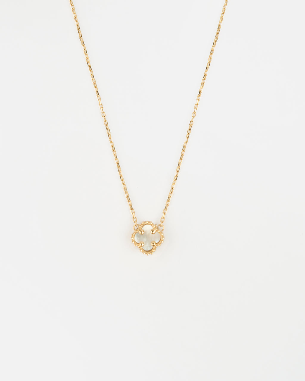 Náhrdelník Aurora Clover biely mini , 14K zlato