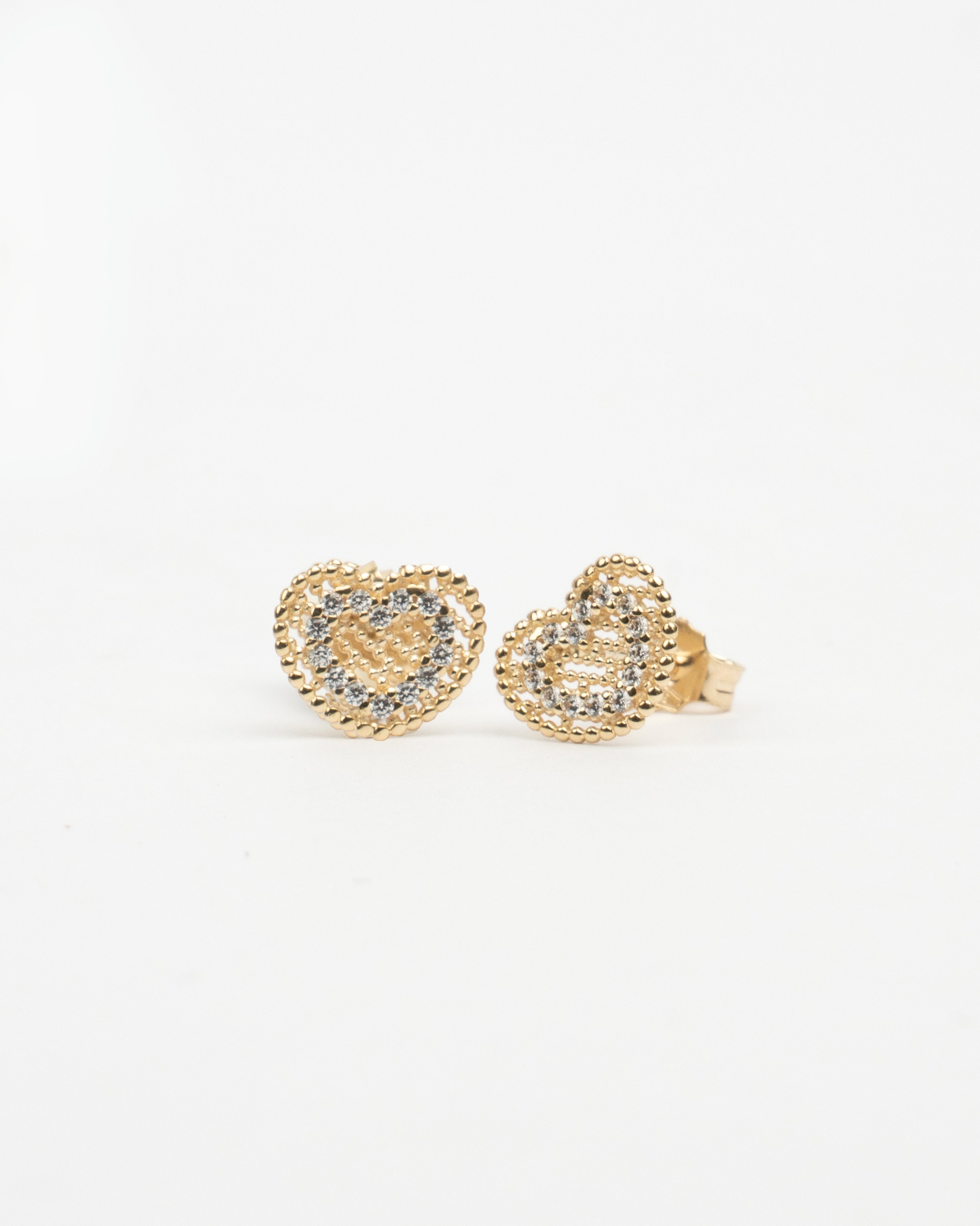 Napichovacie náušnice Srdce Amara, 14K zlato