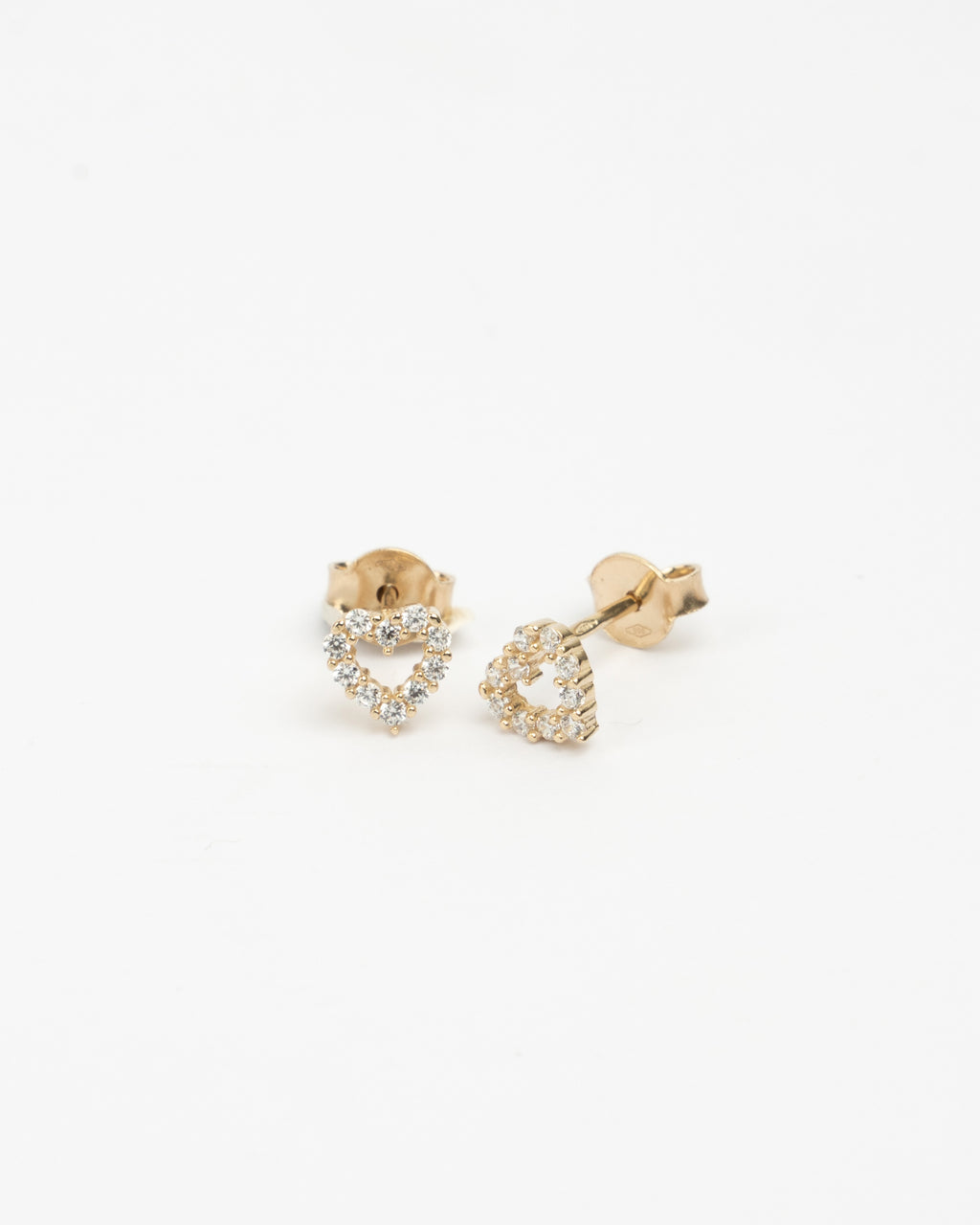 Napichovacie náušnice Amira Heart, 14K zlato