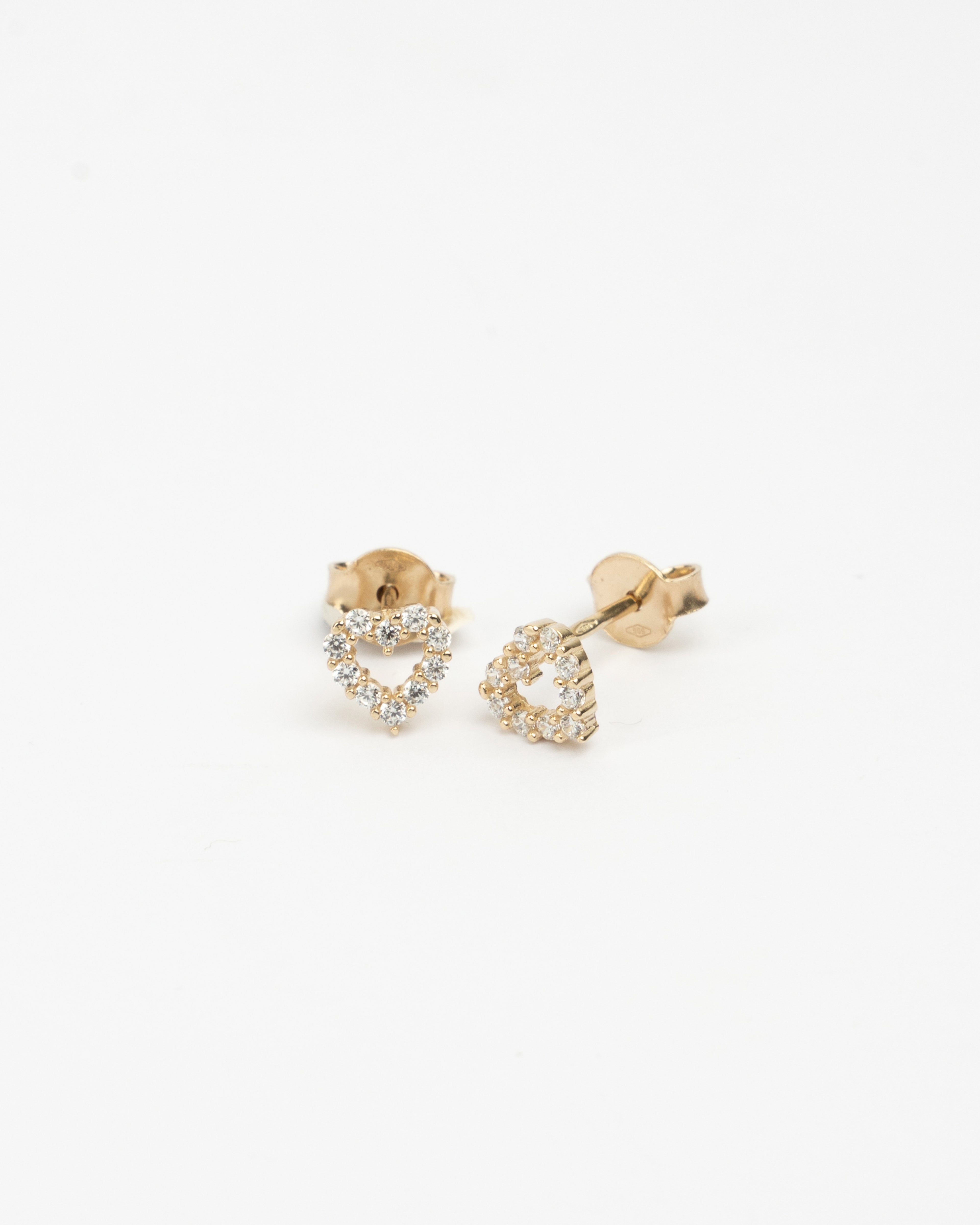 Napichovacie náušnice Amira Heart, 14K zlato