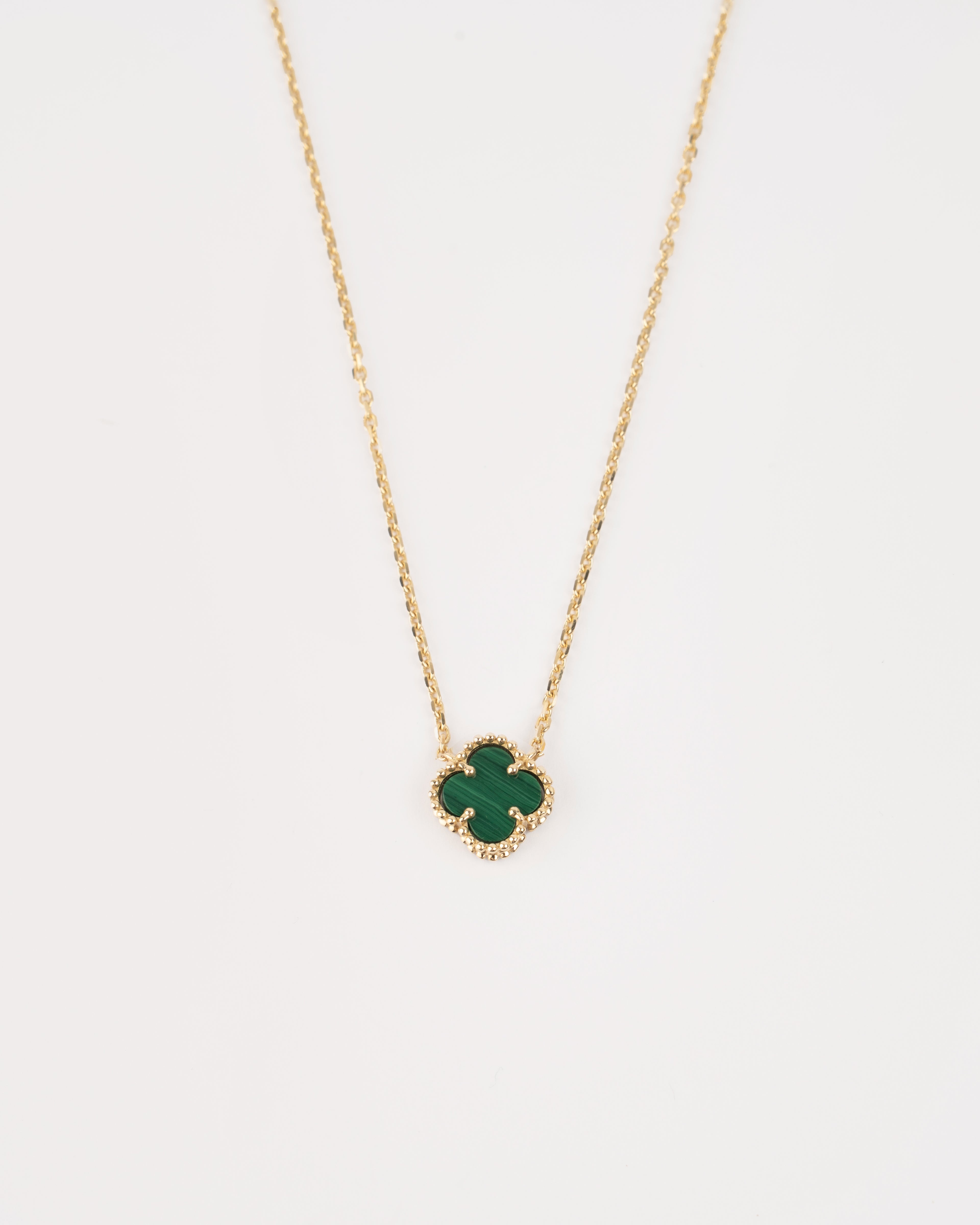 Náhrdelník Aurora Clover zelený malý , 14K zlato CHPN