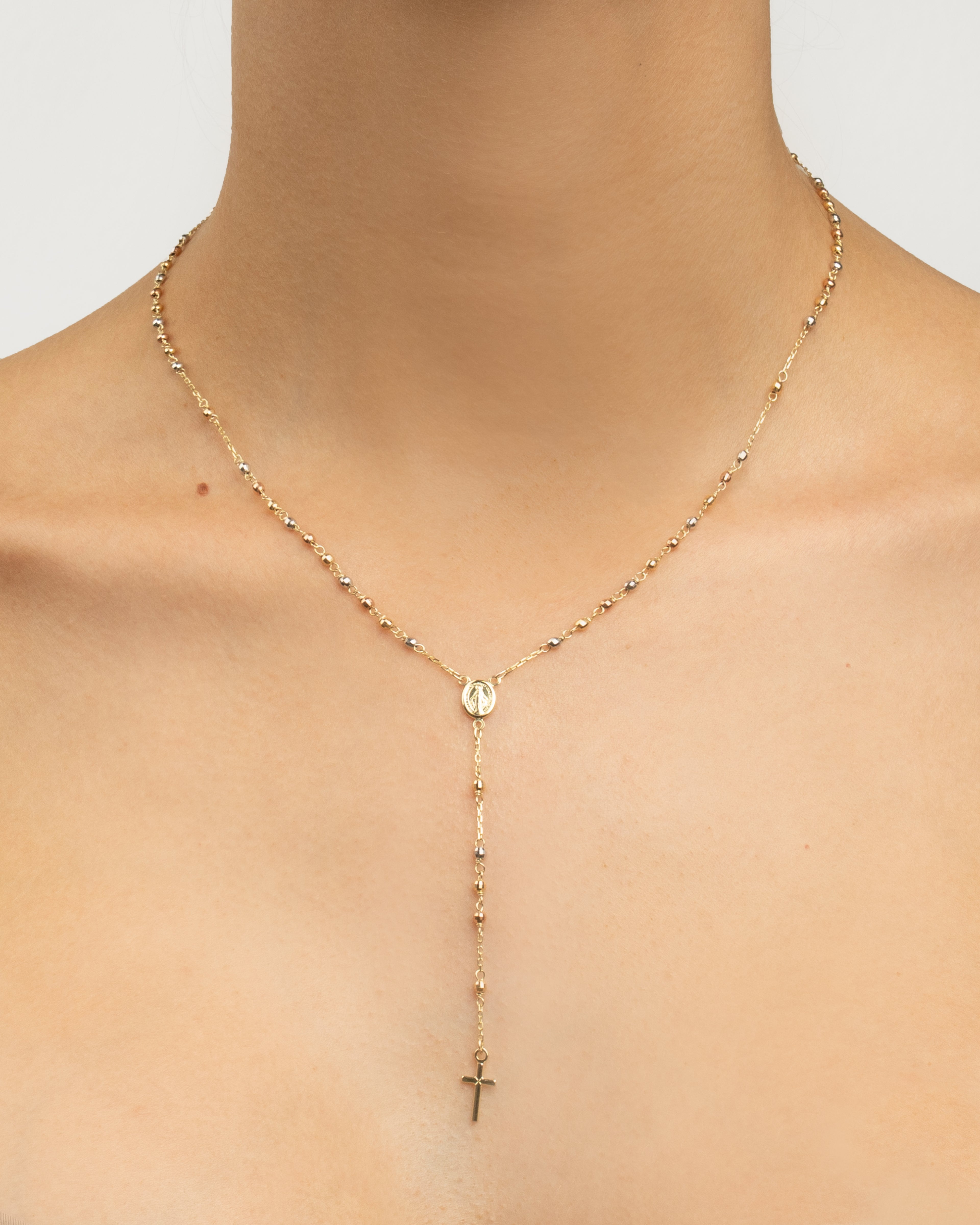 Náhrdelník Rosario Tricolor Long, 14K zlato