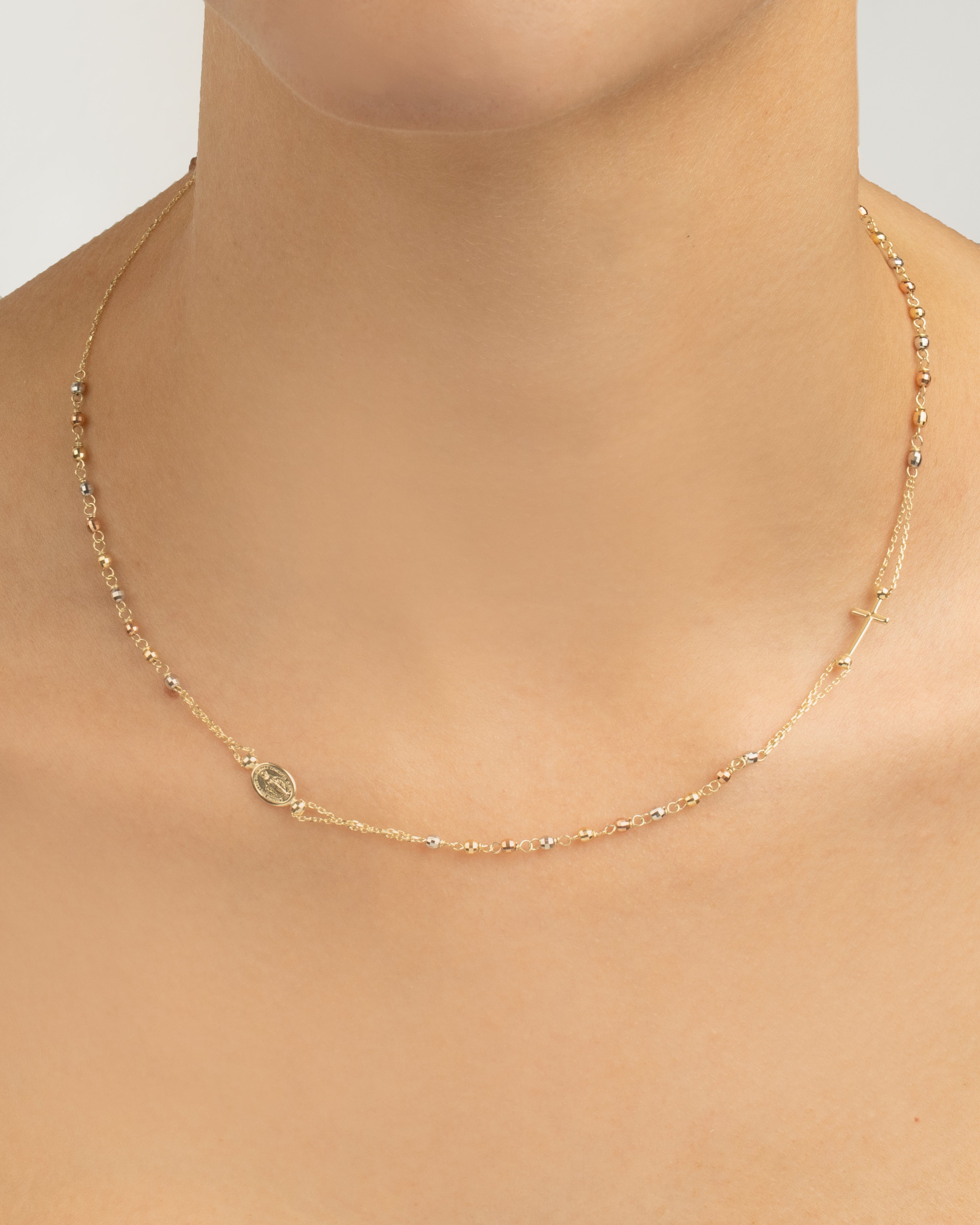 Náhrdelník Rosario Tricolor, 14K zlato