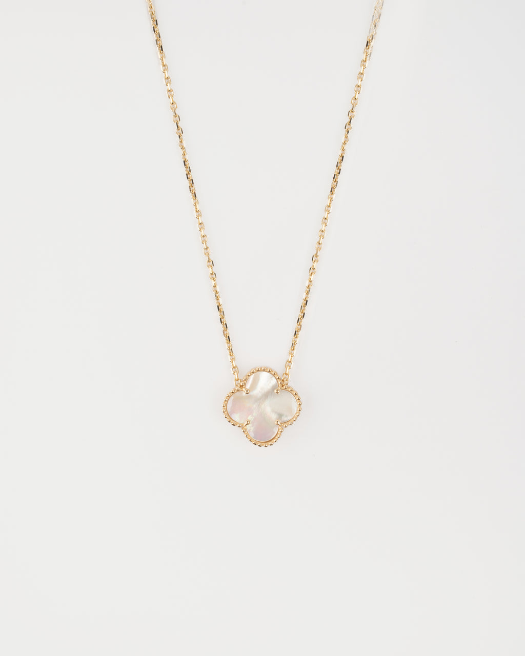 Náhrdelník Aurora Clover biely veľký , 14K zlato