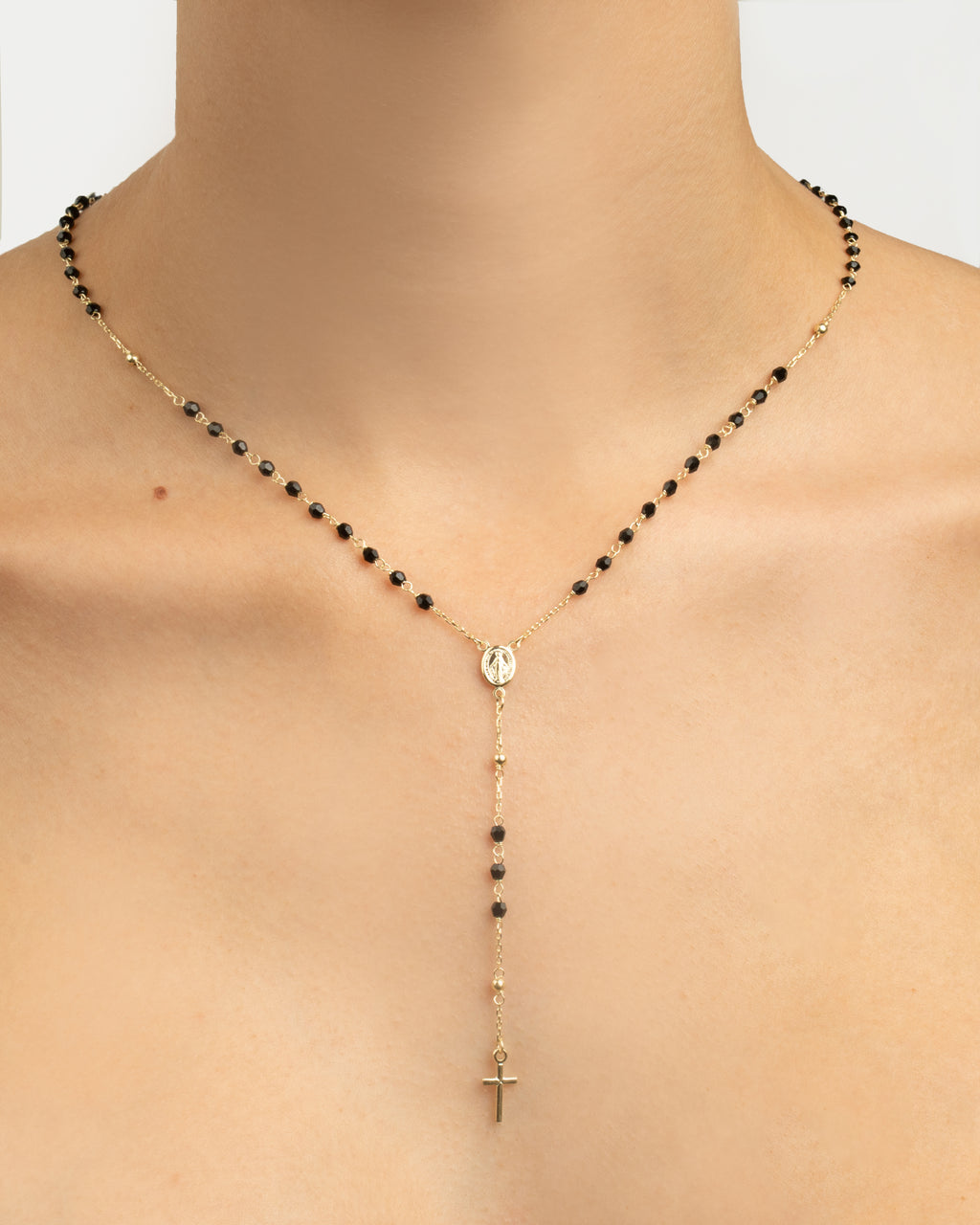 Náhrdelník Rosario Onyx Long, 14K zlato