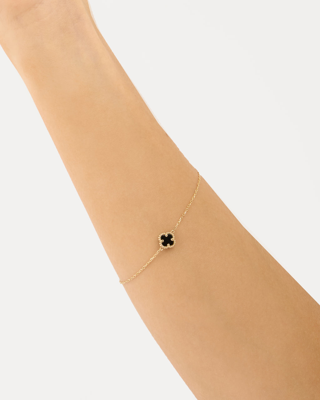 Náramok Aurora Clover čierny 1ks mini štvorlístok , 14K zlato