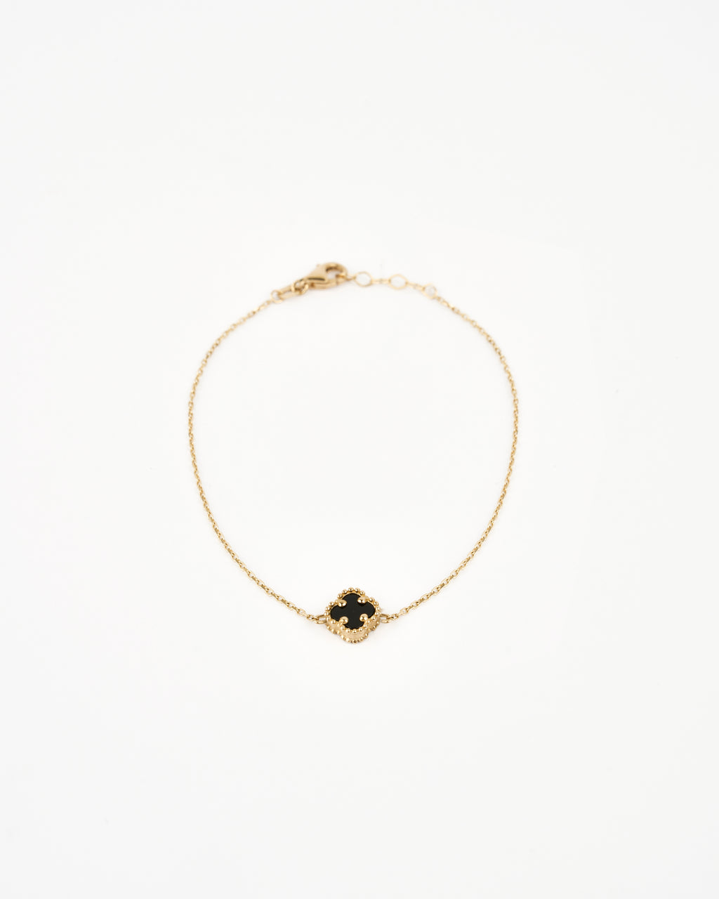 Náramok Aurora Clover čierny 1ks mini štvorlístok , 14K zlato