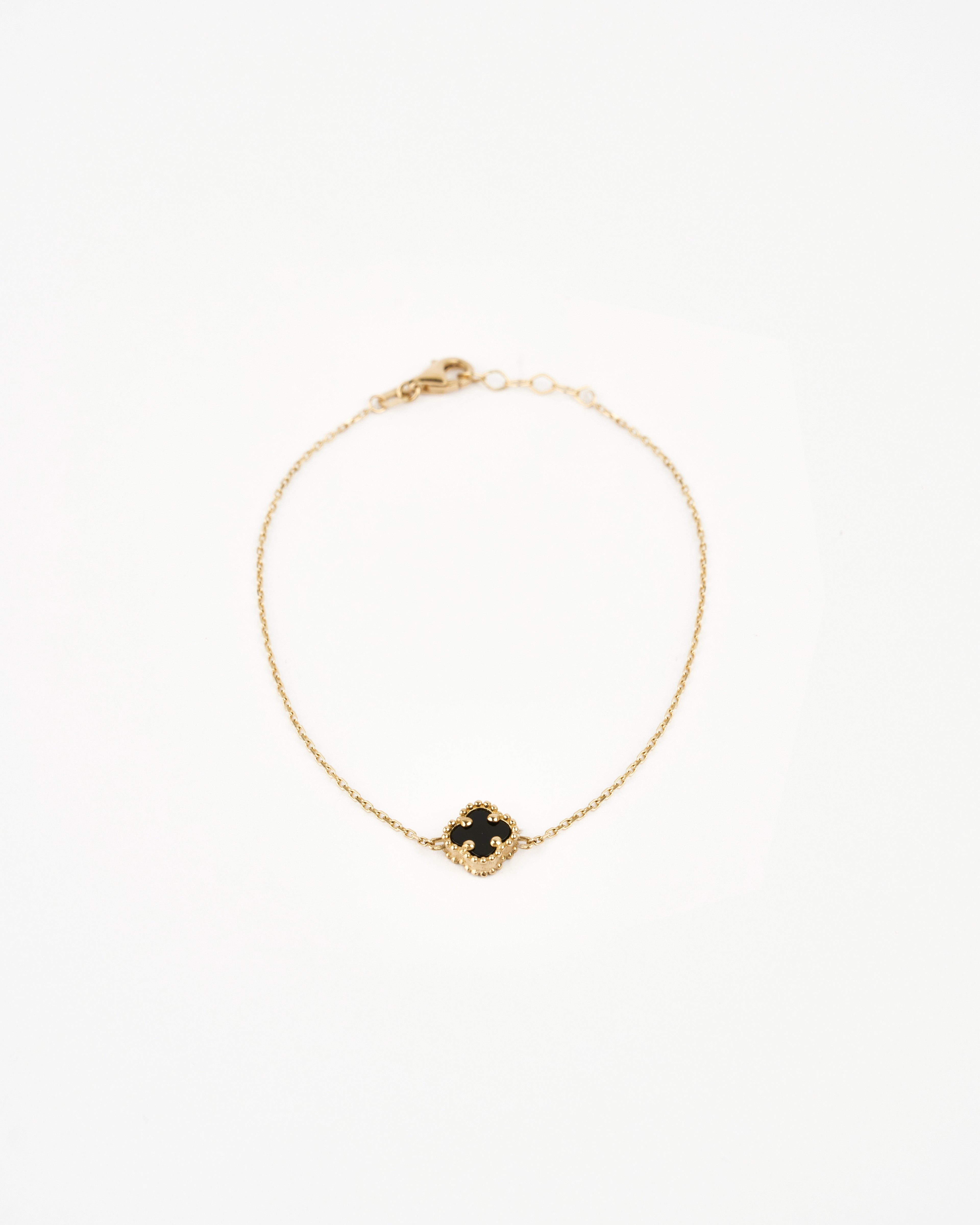 Náramok Aurora Clover čierny 1ks mini štvorlístok , 14K zlato