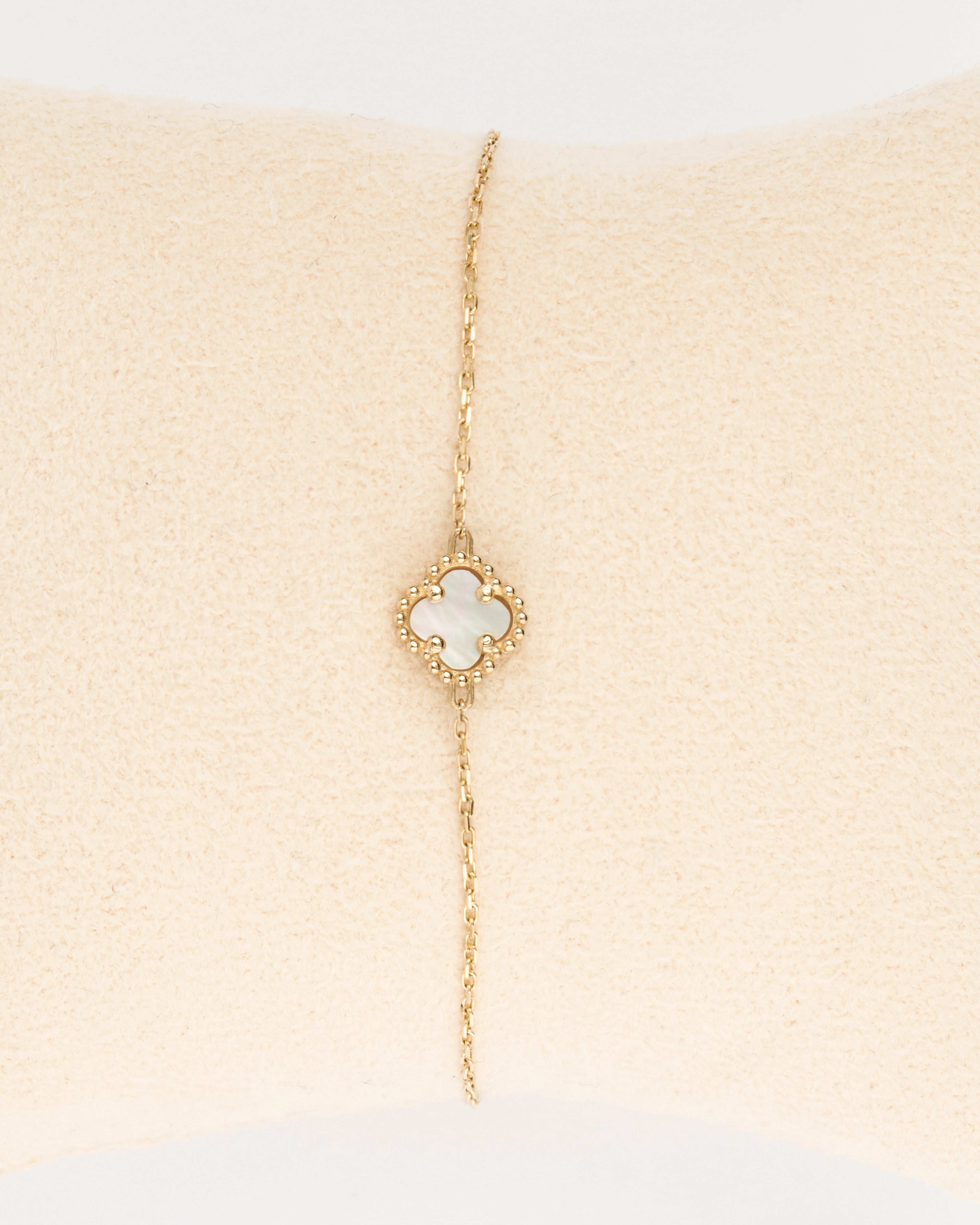 Náramok Aurora Clover perleťový 1ks mini štvorlístok , 14K zlato (Kopie)