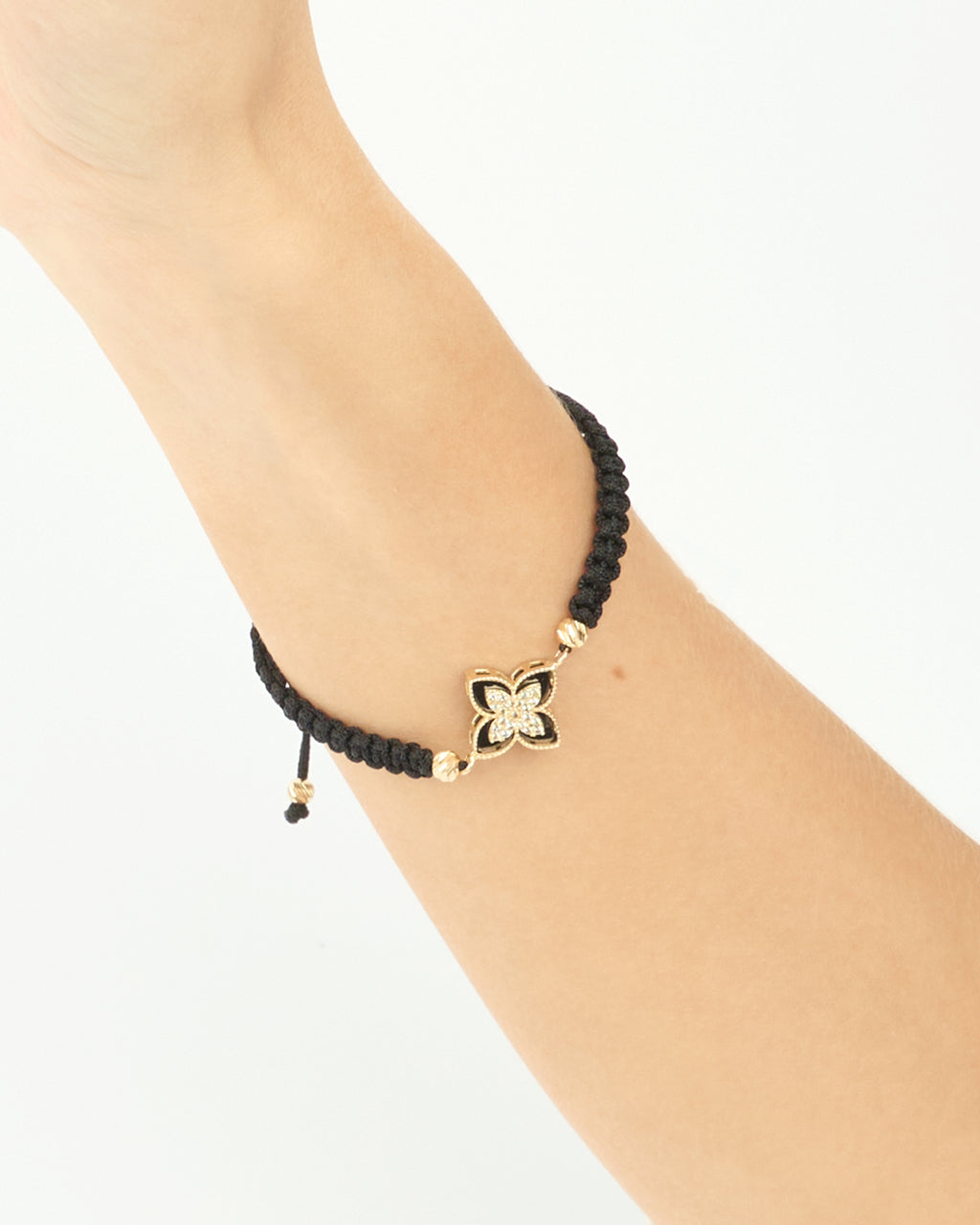 Zlatý šnúrkový náramok Fleur Noir, 14K zlato