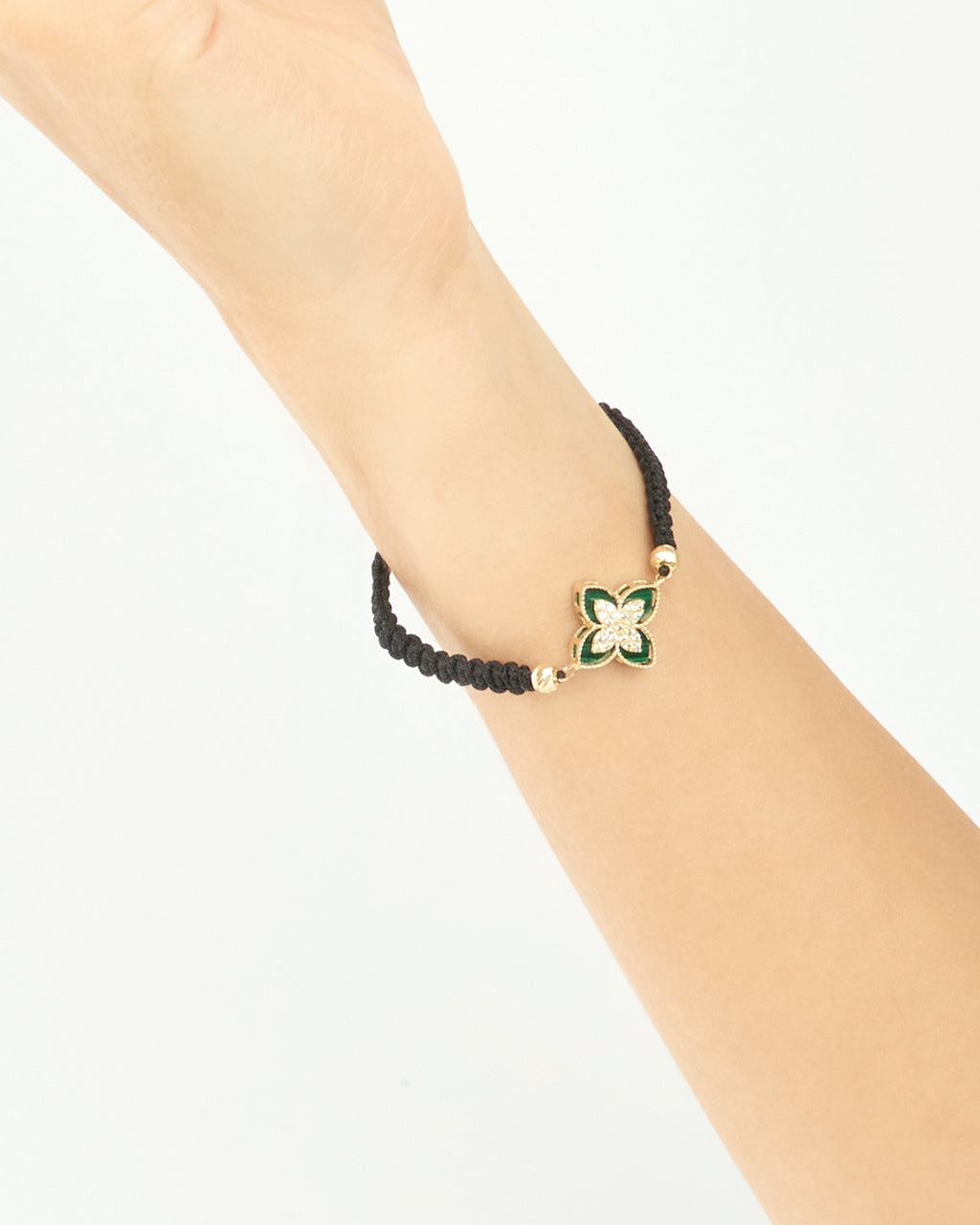 Zlatý šnúrkový náramok Fleur Vert, 14K zlato