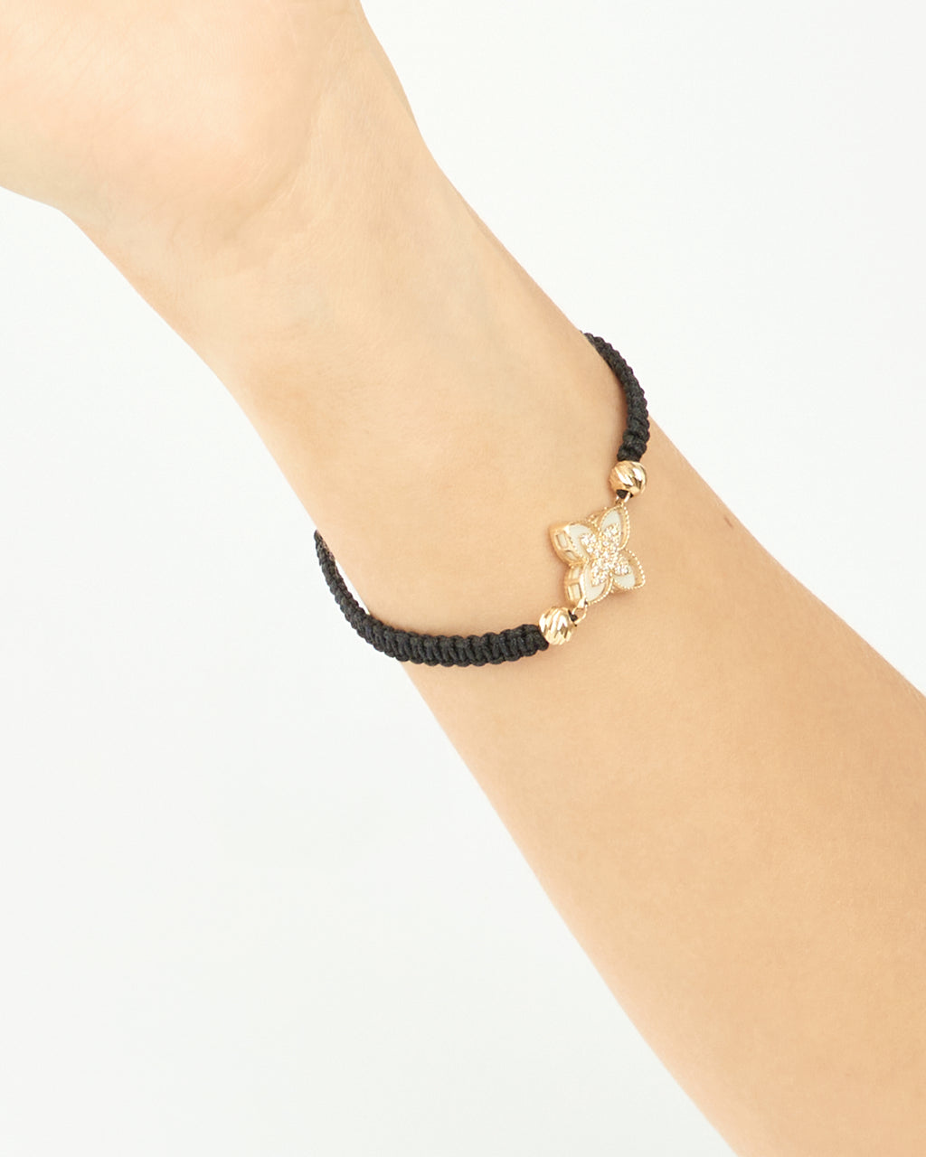 Zlatý šnúrkový náramok Fleur Blanc, 14K zlato