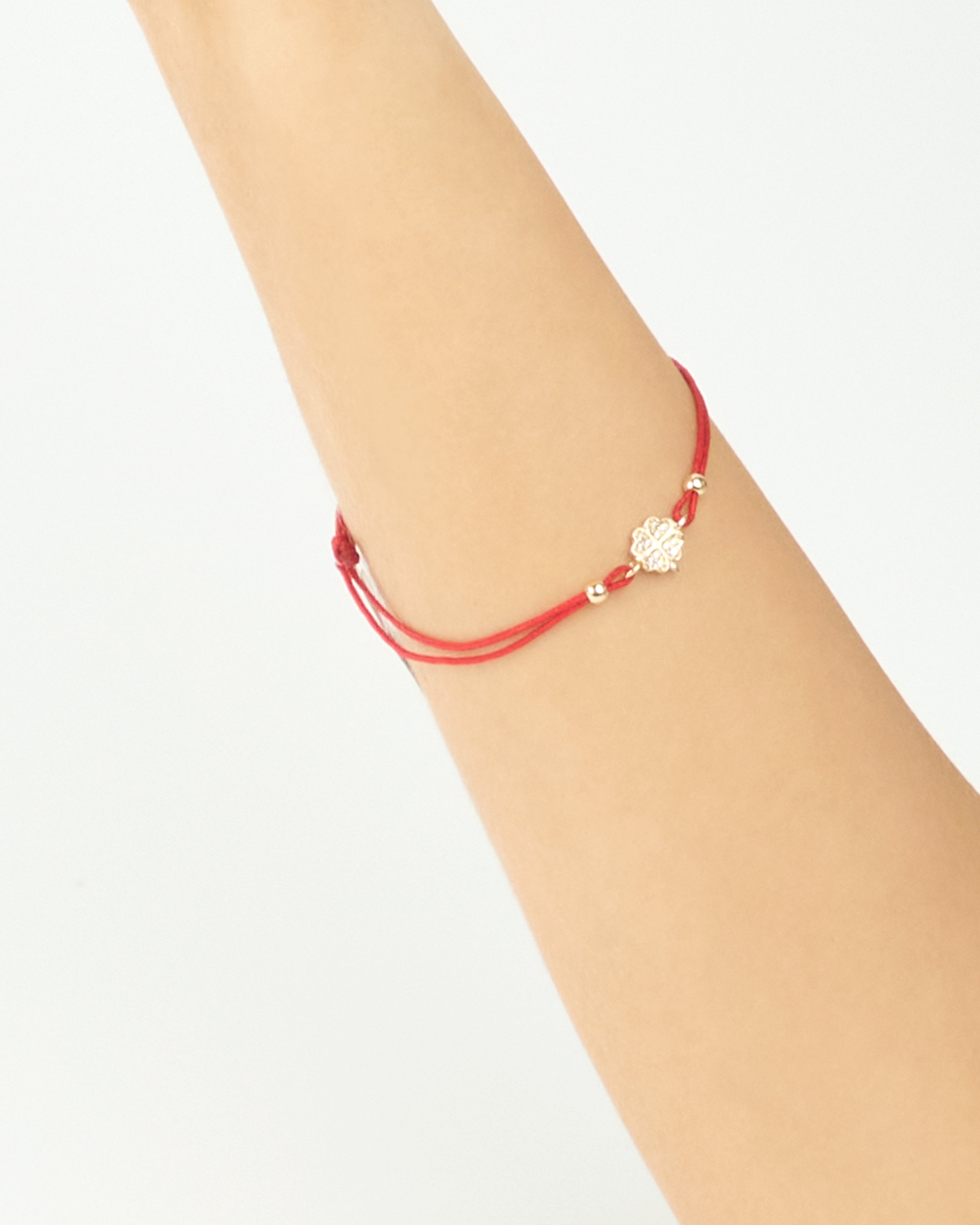 Zlatý šnúrkový náramok Red Clover, 14K zlato