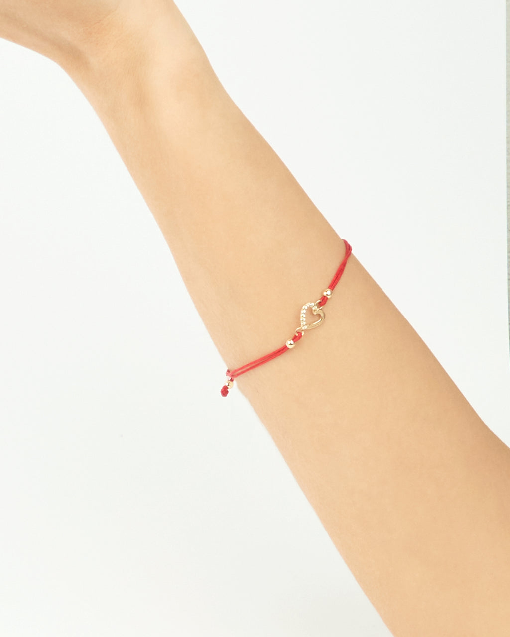 Zlatý šnúrkový náramok Red Heart, 14K zlato