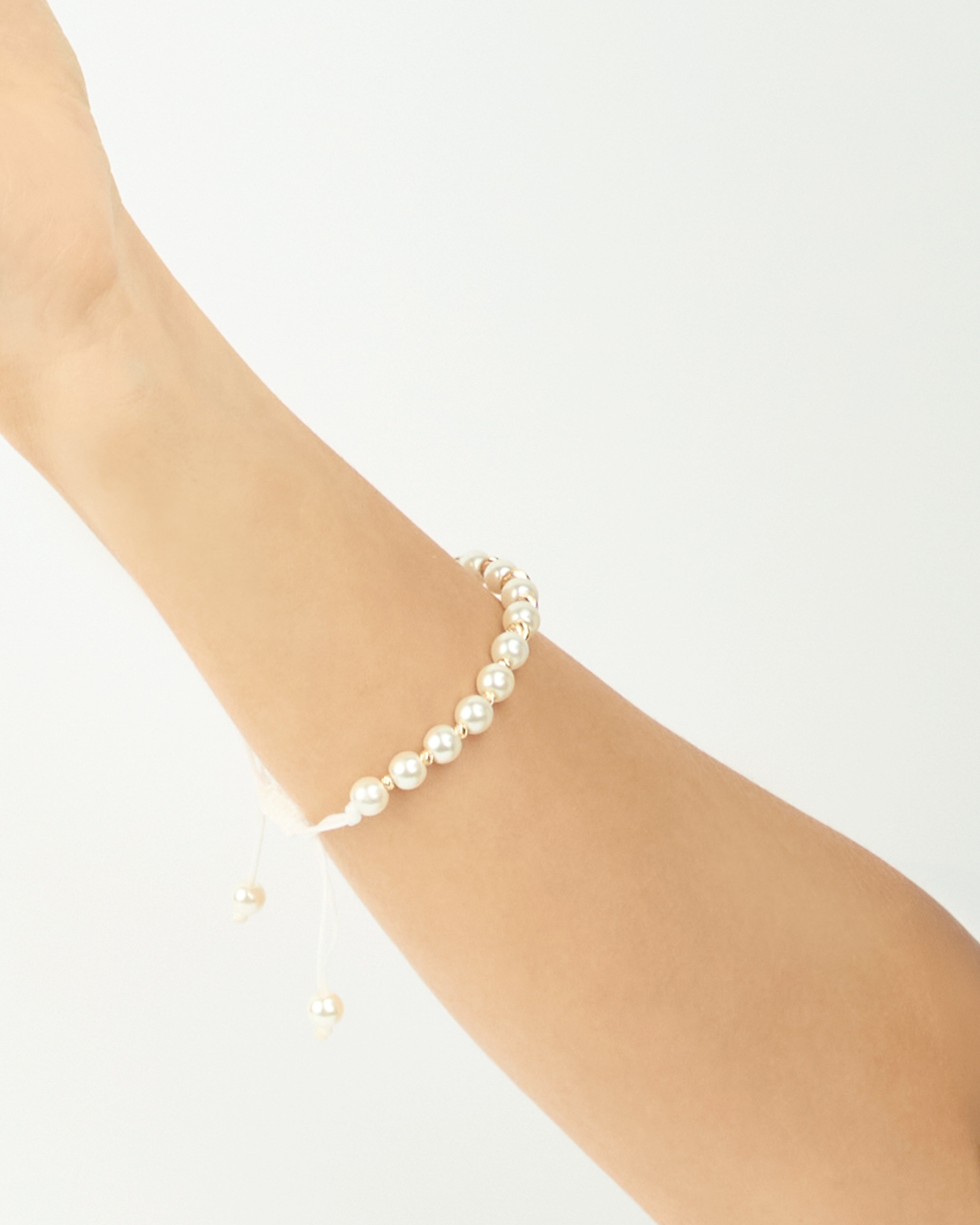 Zlatý šnúrkový náramok Pearl Grace, 14K zlato