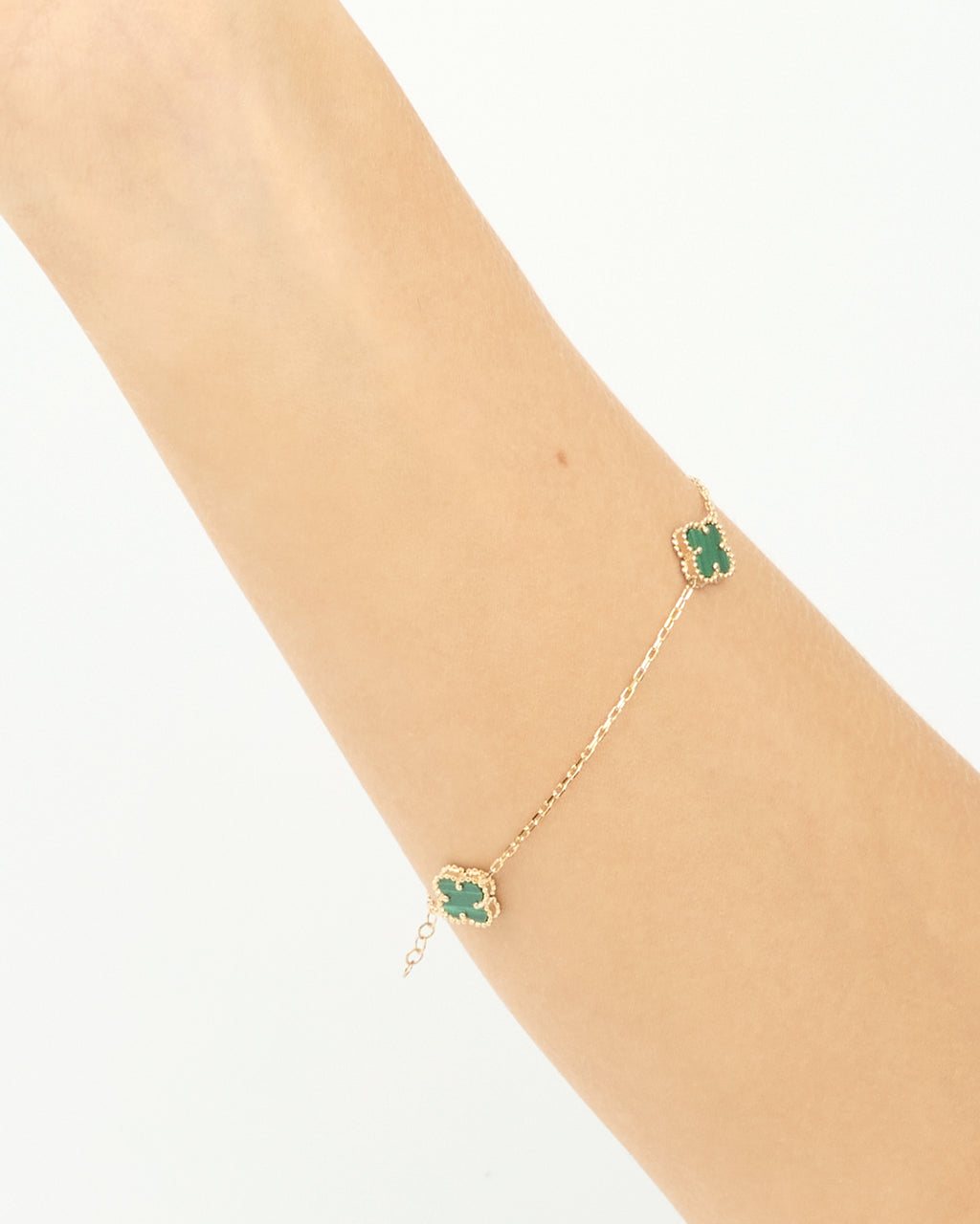 Náramok Aurora Clover zelený 3ks malý štvorlístok , 14K zlato