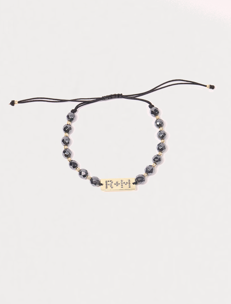 Atelier Black Diamond Initial Bracelet, 14K