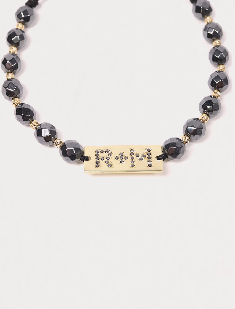 Atelier Black Diamond Initial Bracelet, 14K