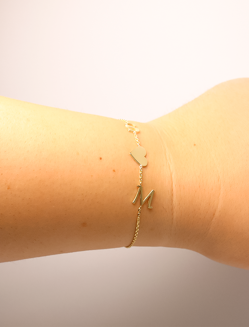 Atelier Love Initials Bracelet , 14K zlato