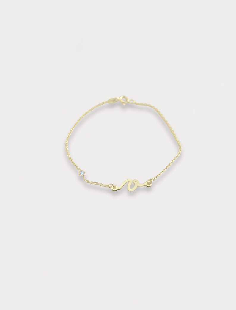 Atelier Letter Bracelet , 14K zlato