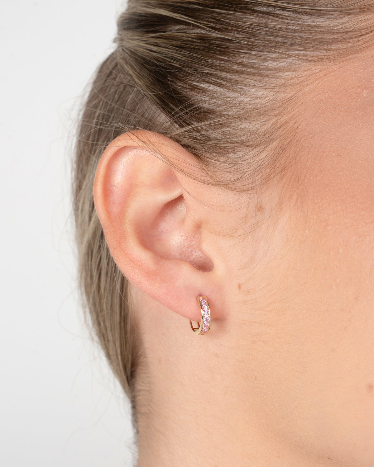 Kruhové náušnice Elinor Pink, 14K zlato