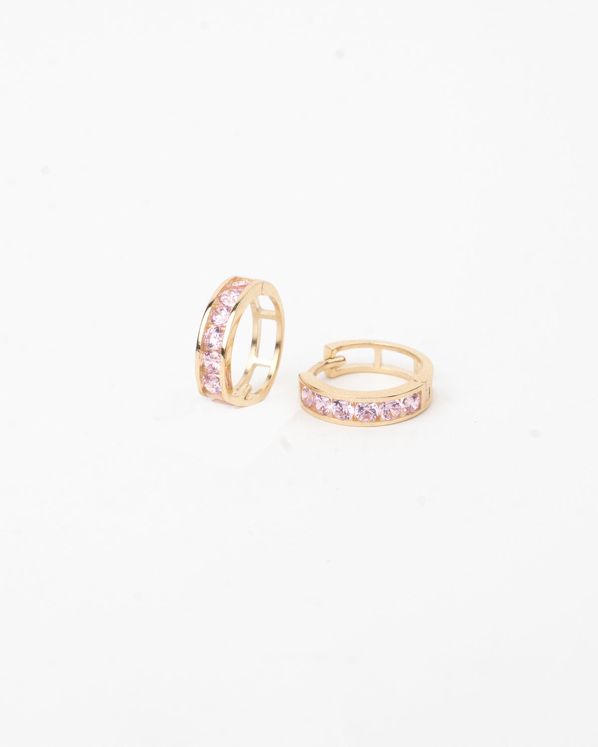 Kruhové náušnice Elinor Pink, 14K zlato