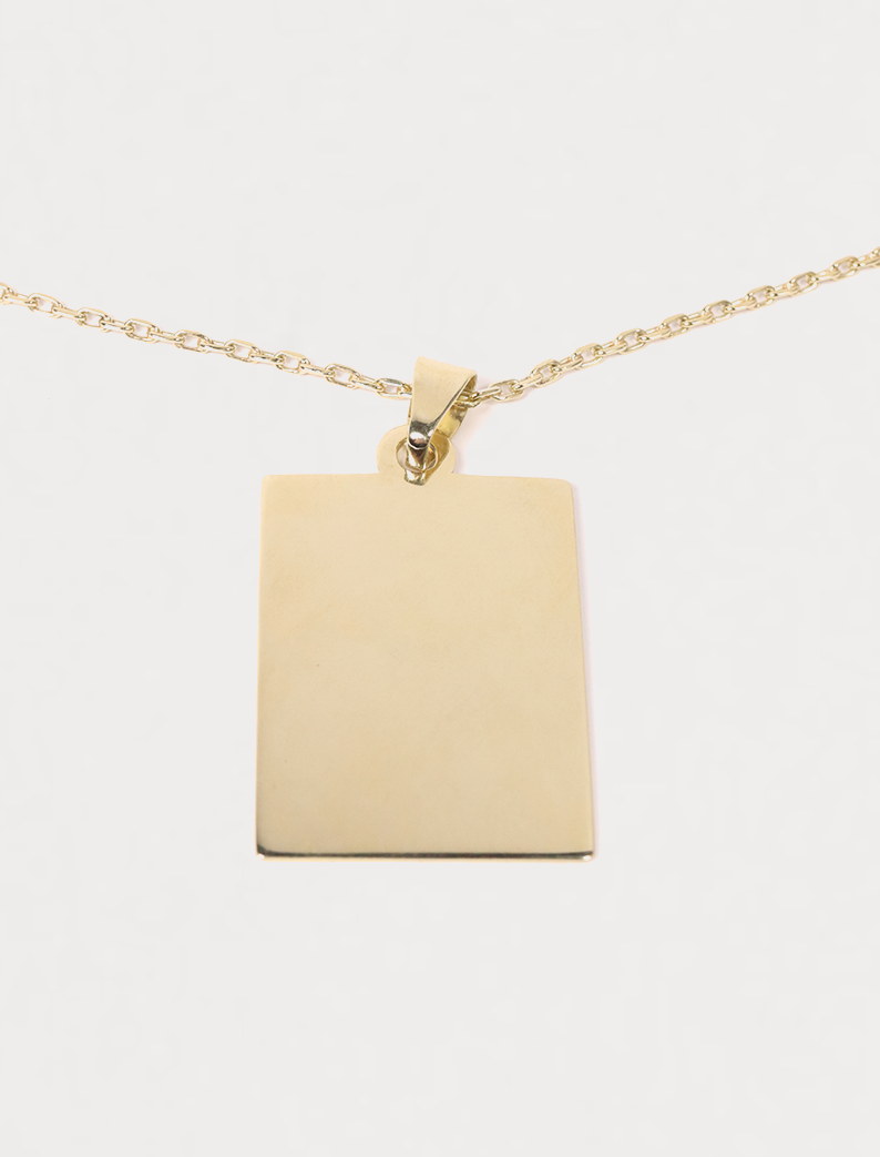 Atelier Black Diamond Name Plate Pendant, 14K zlato