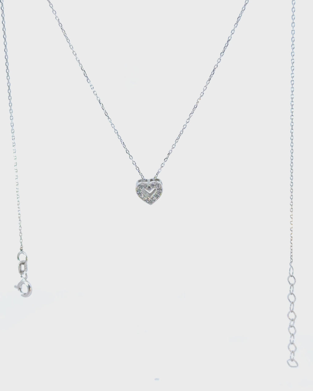Náhrdelník Cœur Brillant, 14K biele zlato