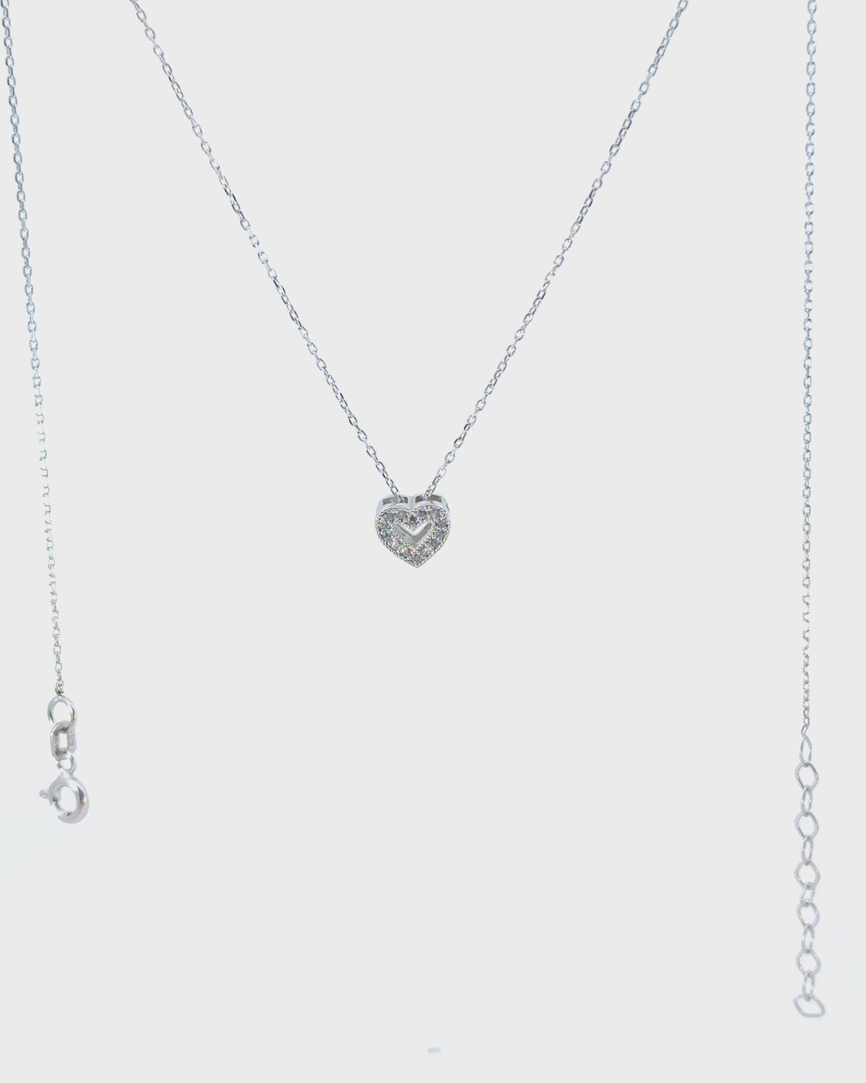 Náhrdelník Cœur Brillant, 14K biele zlato