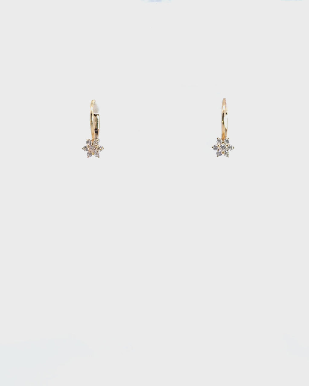 Náušnice na klasický patent Flower Shine, 14K zlato