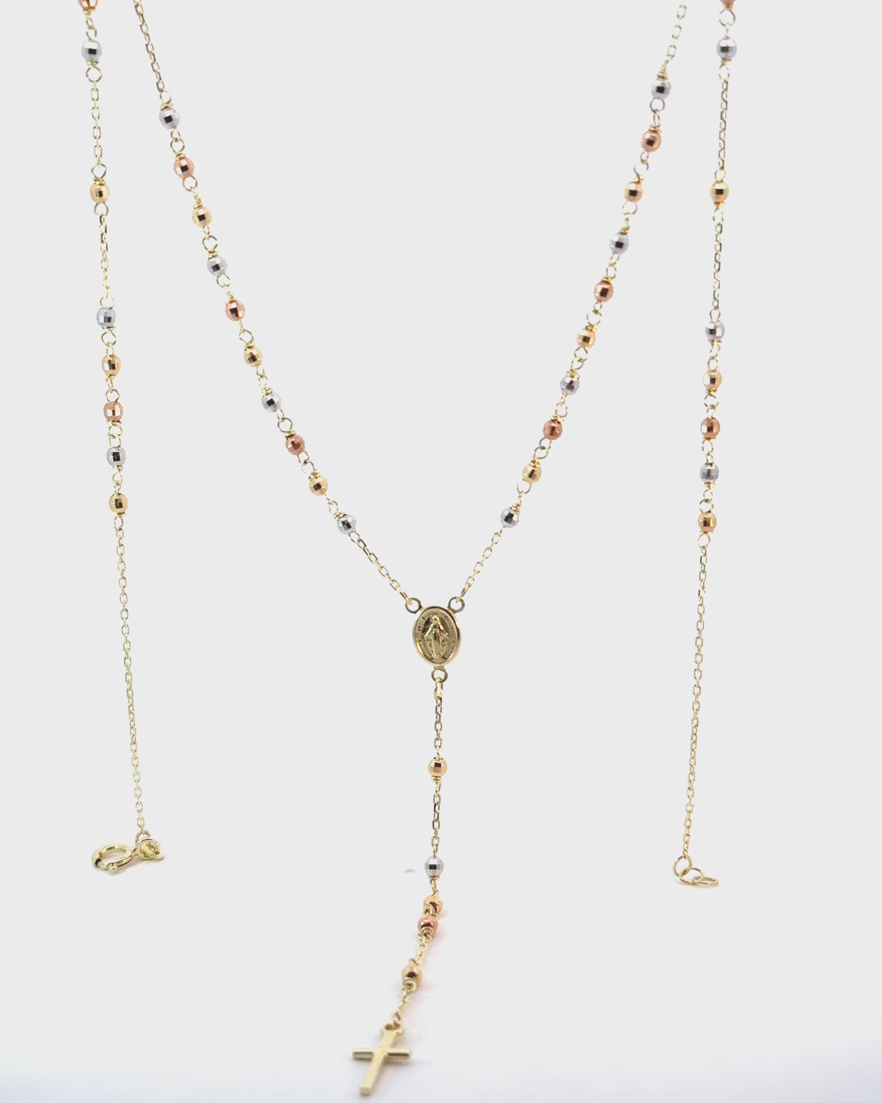 Náhrdelník Rosario Tricolor Long, 14K zlato