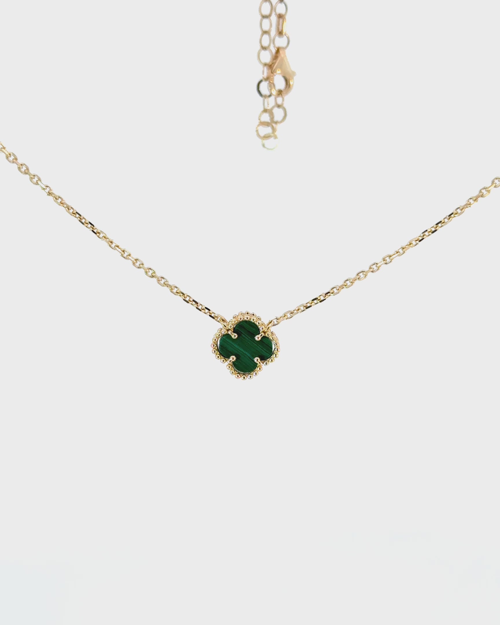 Náhrdelník Aurora Clover zelený malý , 14K zlato CHPN