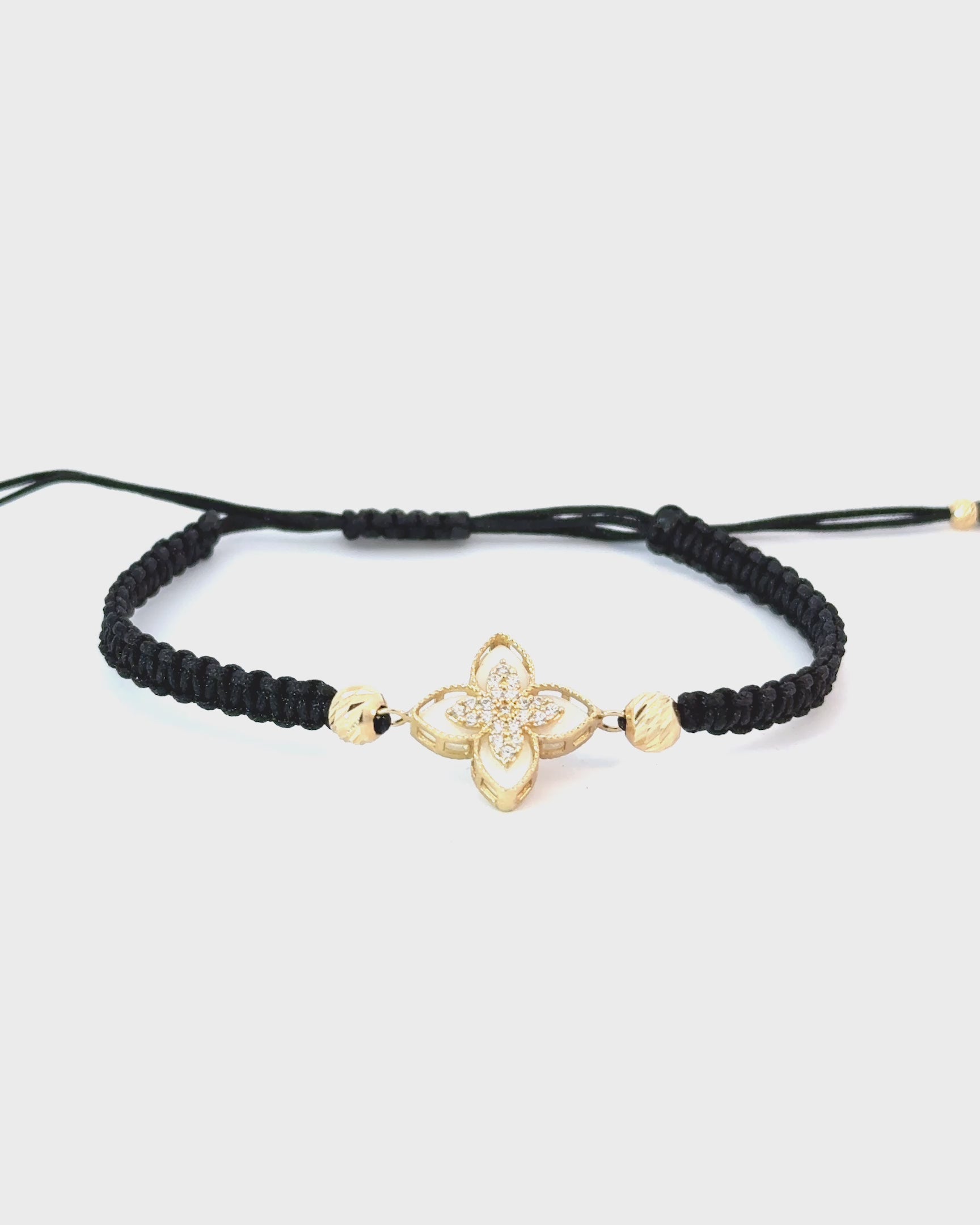 Zlatý šnúrkový náramok Fleur Blanc, 14K zlato