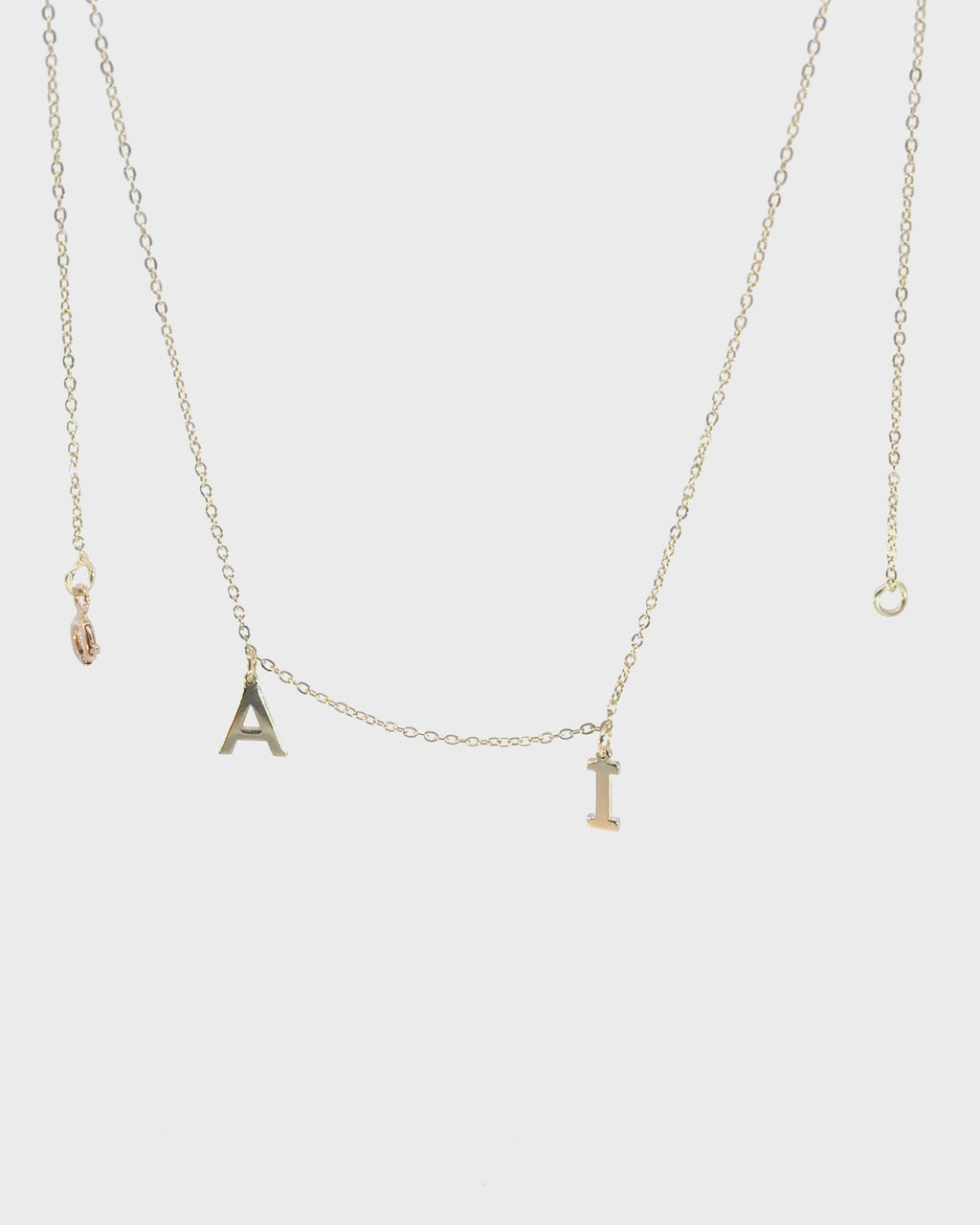Atelier Multi Letter Necklace, 14K zlato