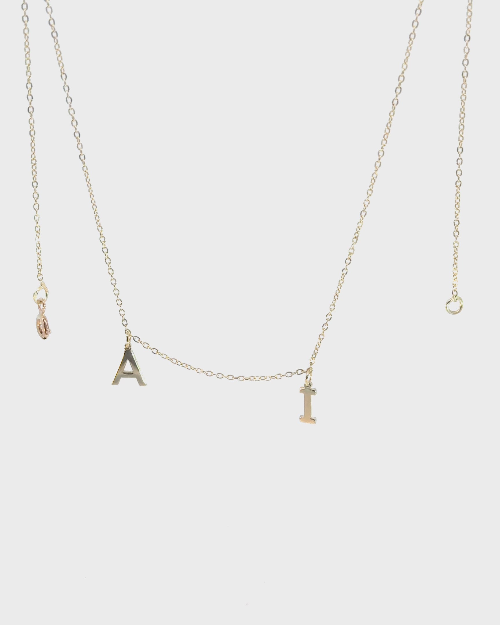 Atelier Multi Letter Necklace, 14K zlato