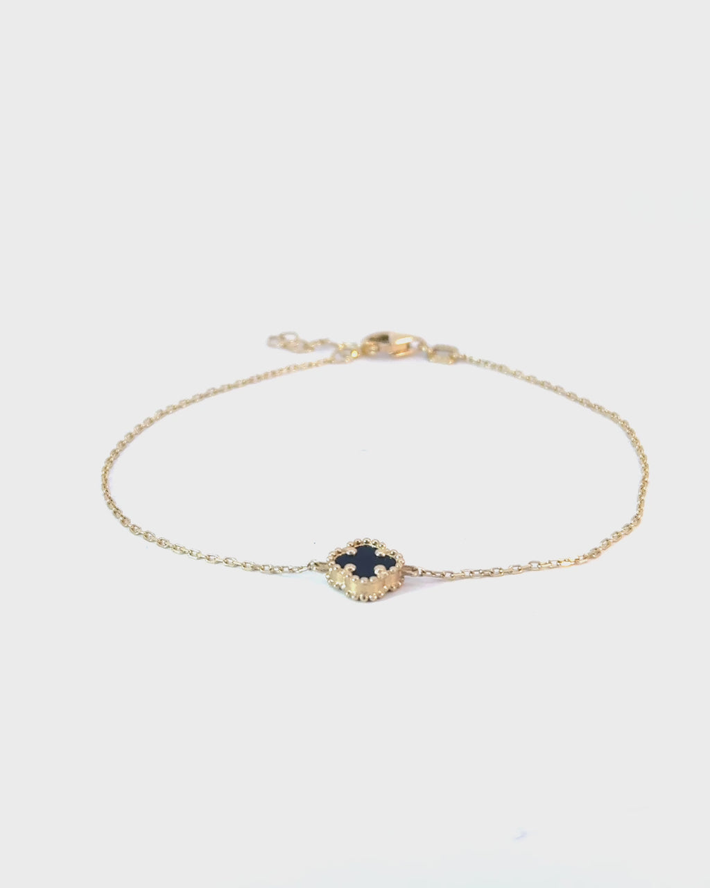 Náramok Aurora Clover čierny 1ks mini štvorlístok , 14K zlato