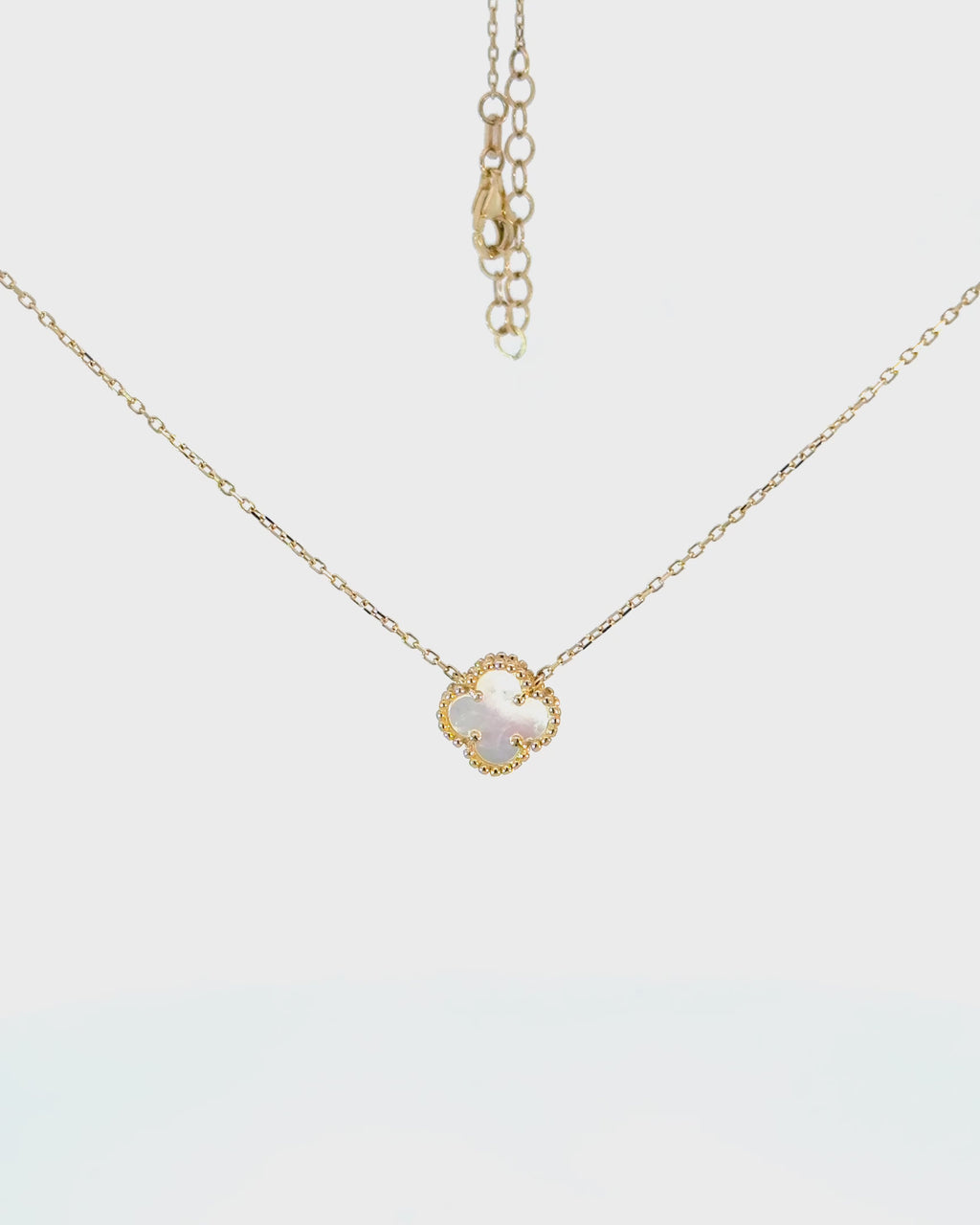 Náhrdelník Aurora Clover biely malý , 14K zlato