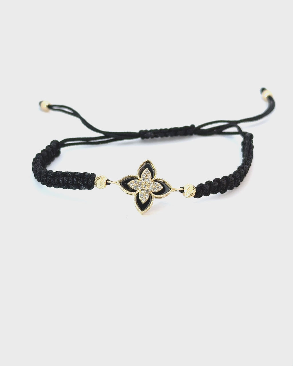 Zlatý šnúrkový náramok Fleur Noir, 14K zlato