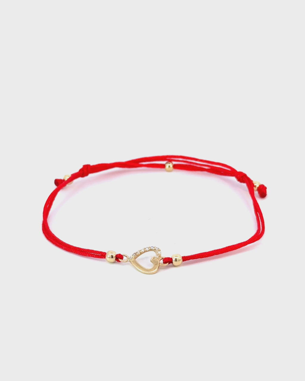 Zlatý šnúrkový náramok Red Heart, 14K zlato