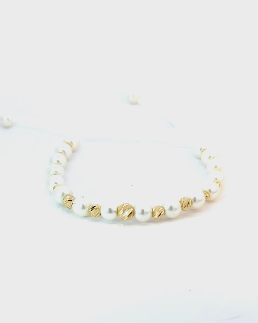 Zlatý šnúrkový náramok Pearl Grace, 14K zlato