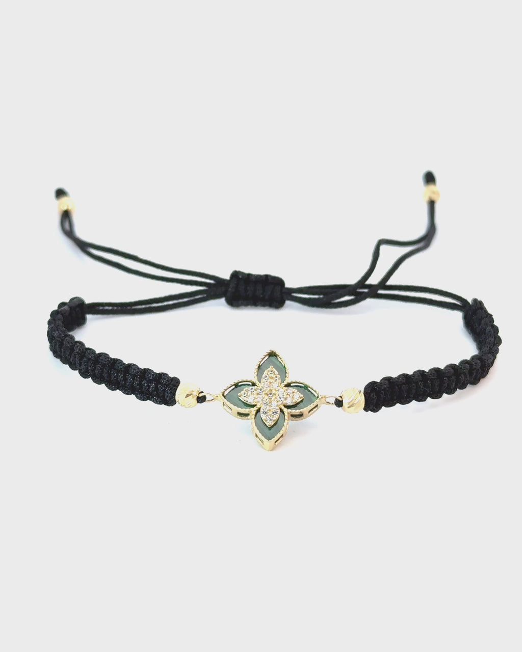 Zlatý šnúrkový náramok Fleur Vert, 14K zlato