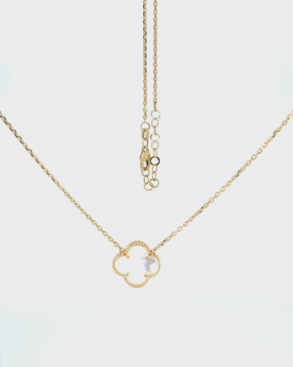 Náhrdelník Aurora Clover biely veľký , 14K zlato