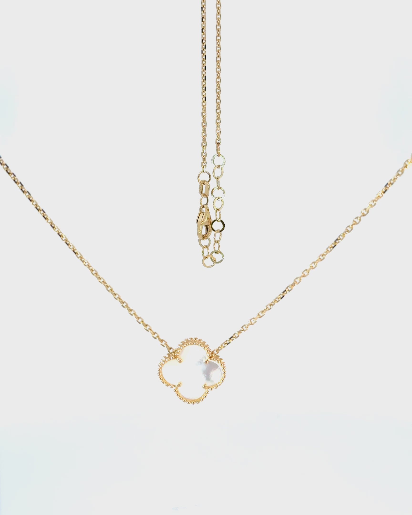 Náhrdelník Aurora Clover biely veľký , 14K zlato