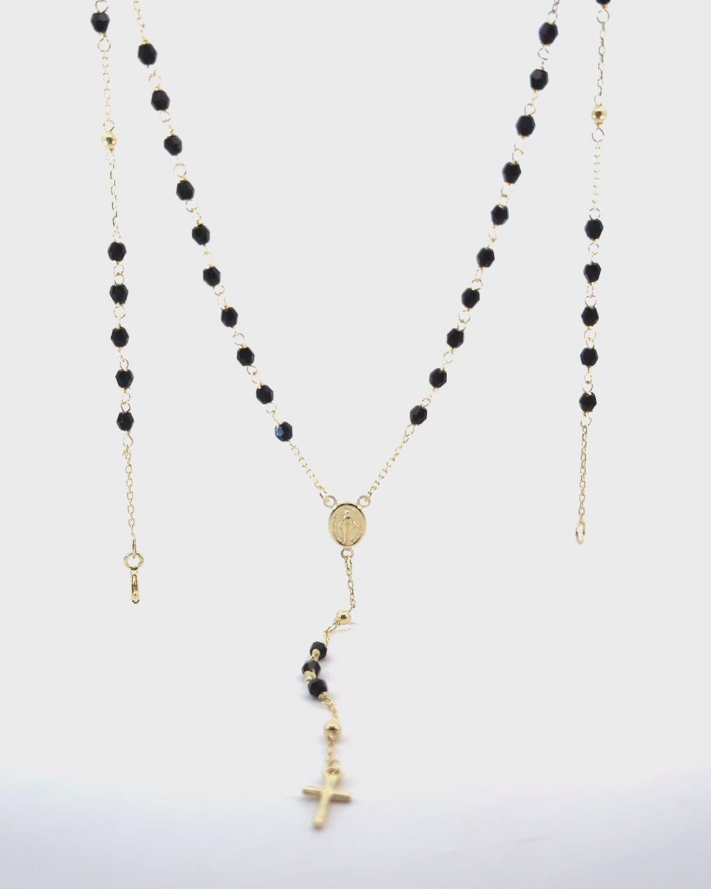 Náhrdelník Rosario Onyx Long, 14K zlato