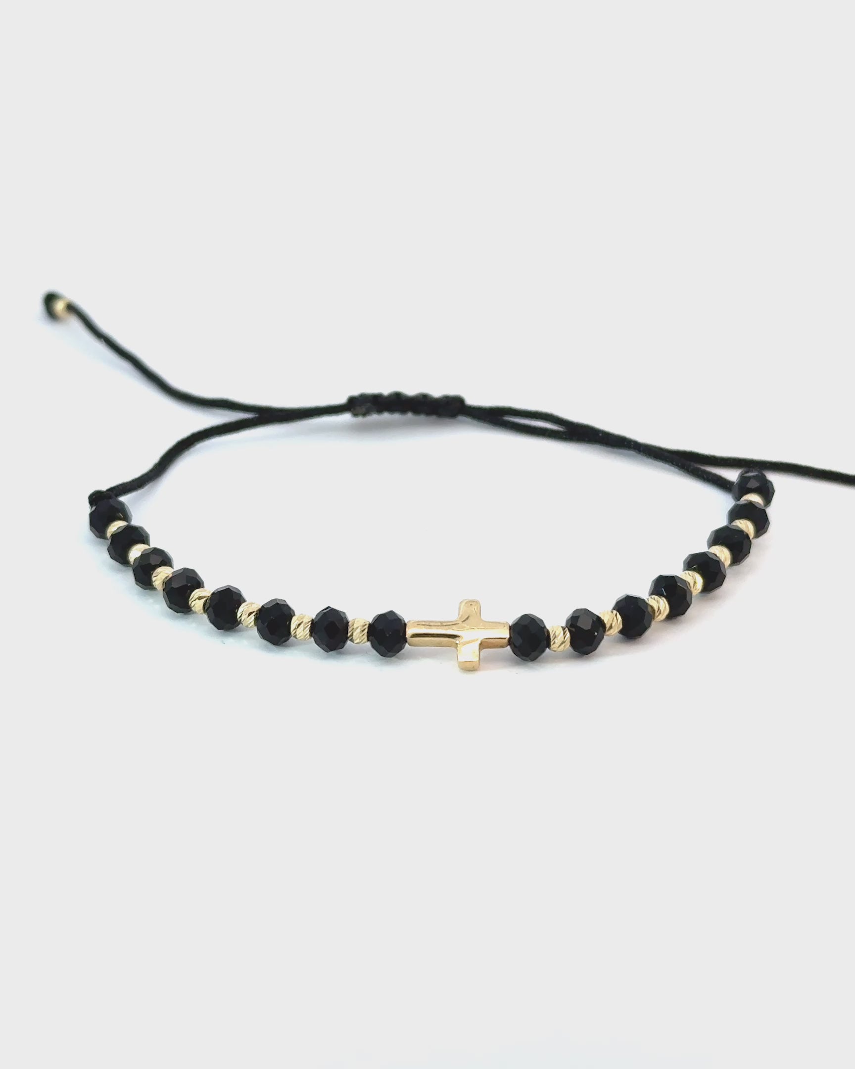 Zlatý šnúrkový náramok Onyx Cross, 14K zlato