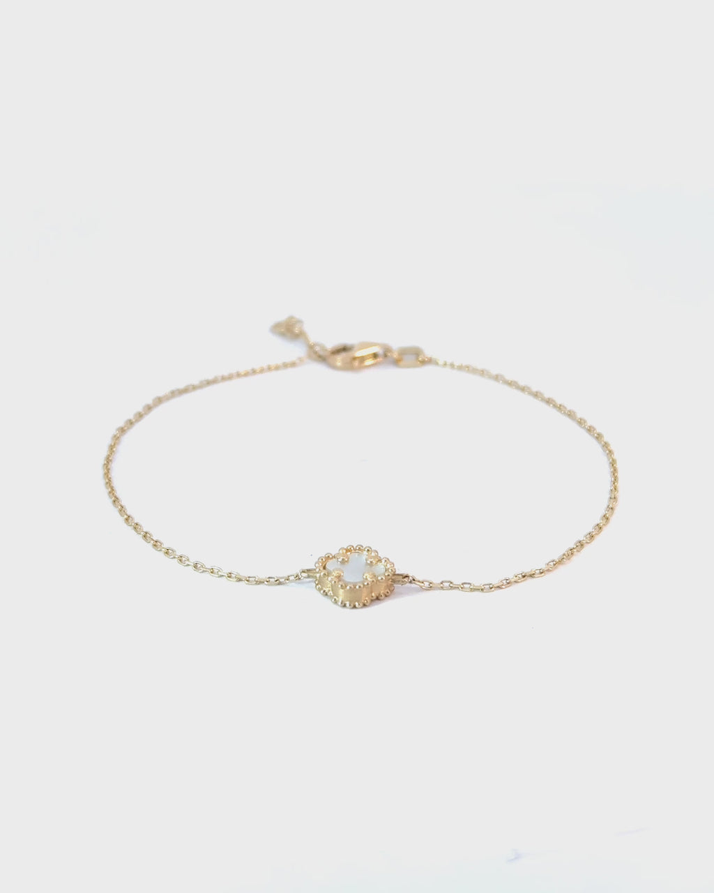 Náramok Aurora Clover perleťový 1ks mini štvorlístok , 14K zlato (Kopie)